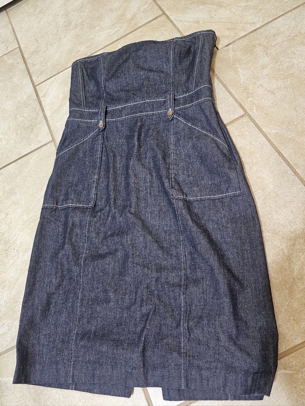 Express Dark Indigo Strapless Denim Dress